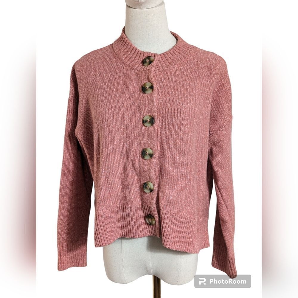 Madewell Rose Pink Cropped Cardigan Sweater